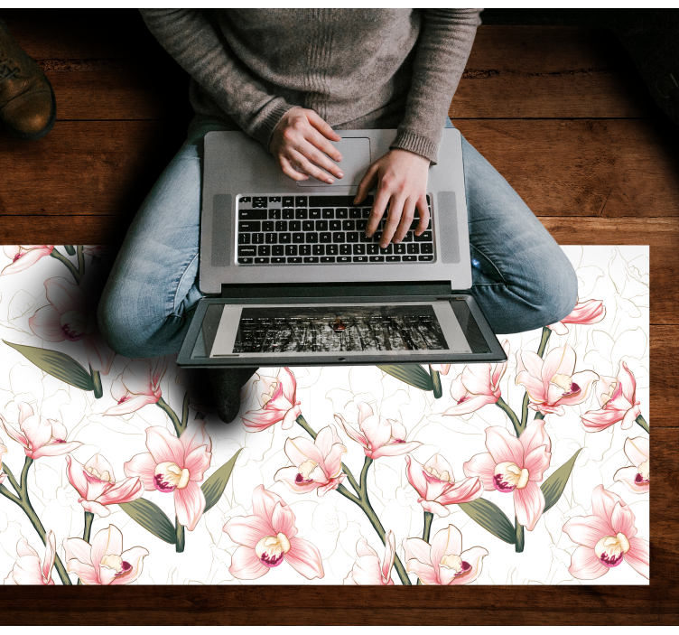 Floral vinyl carpet with elegant floral design - TenStickers