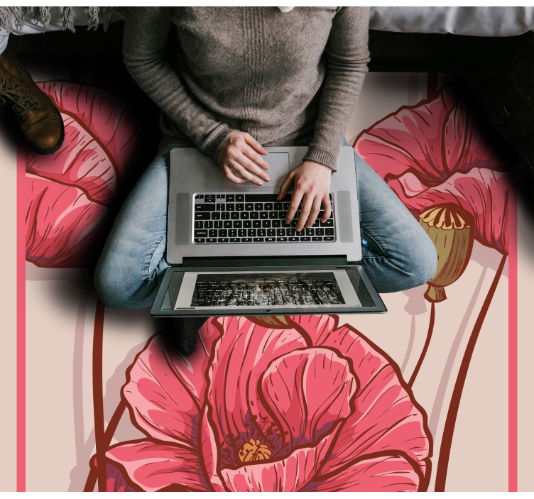 Floral vinyl carpet with elegant floral pattern - TenStickers