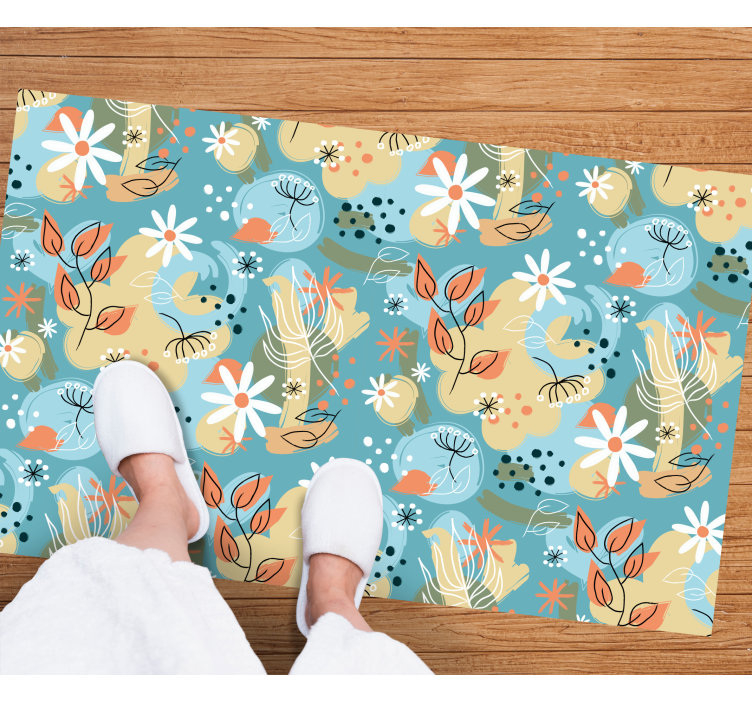Floral vinyl carpet with floral abstract designs - TenStickers