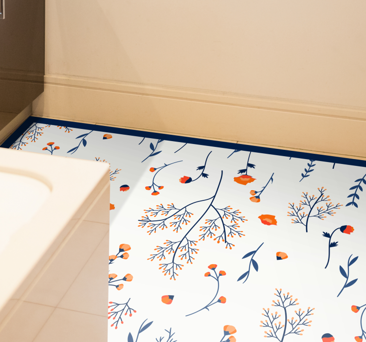 Floral vinyl carpet with floral branches design - TenStickers