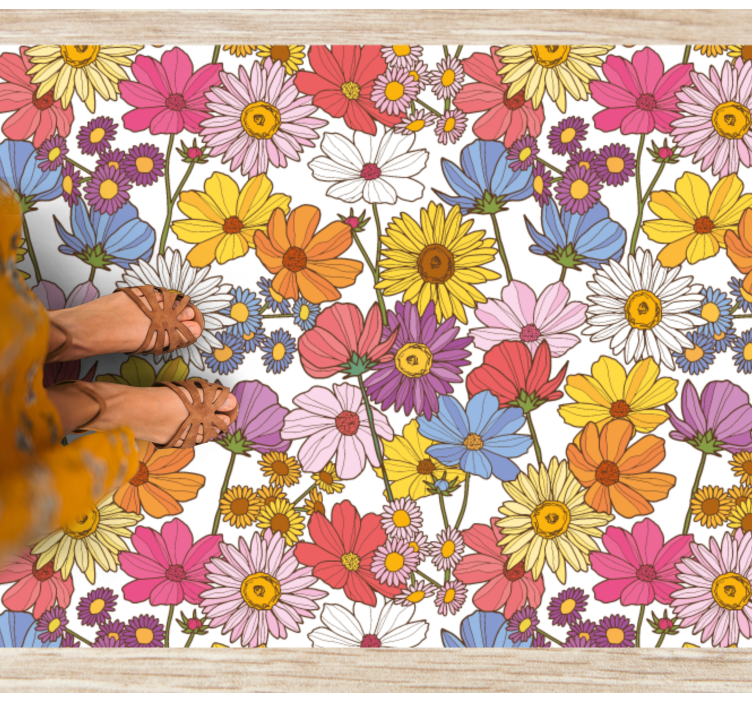 Floral vinyl carpet with lively floral design - TenStickers