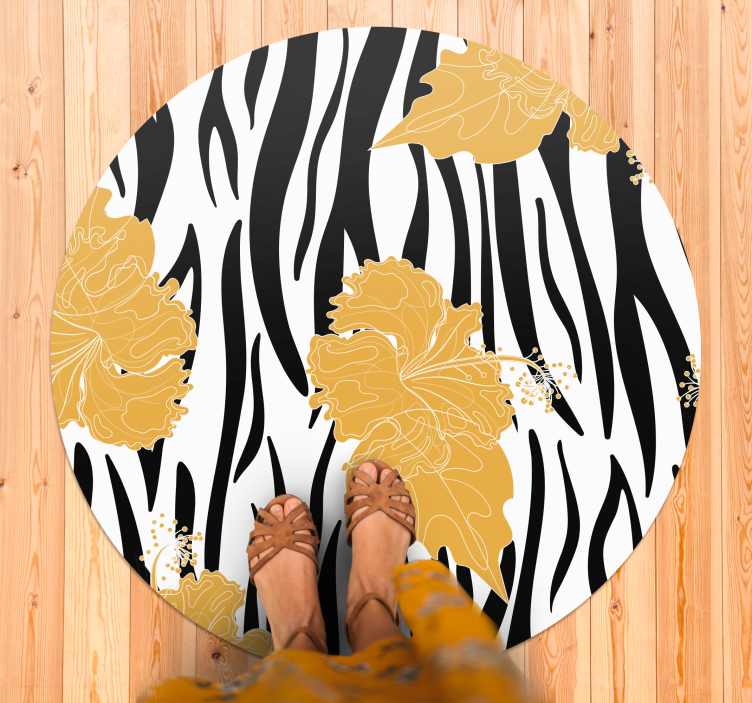 Floral Zebra Motif animal print vinyl carpet - TenStickers