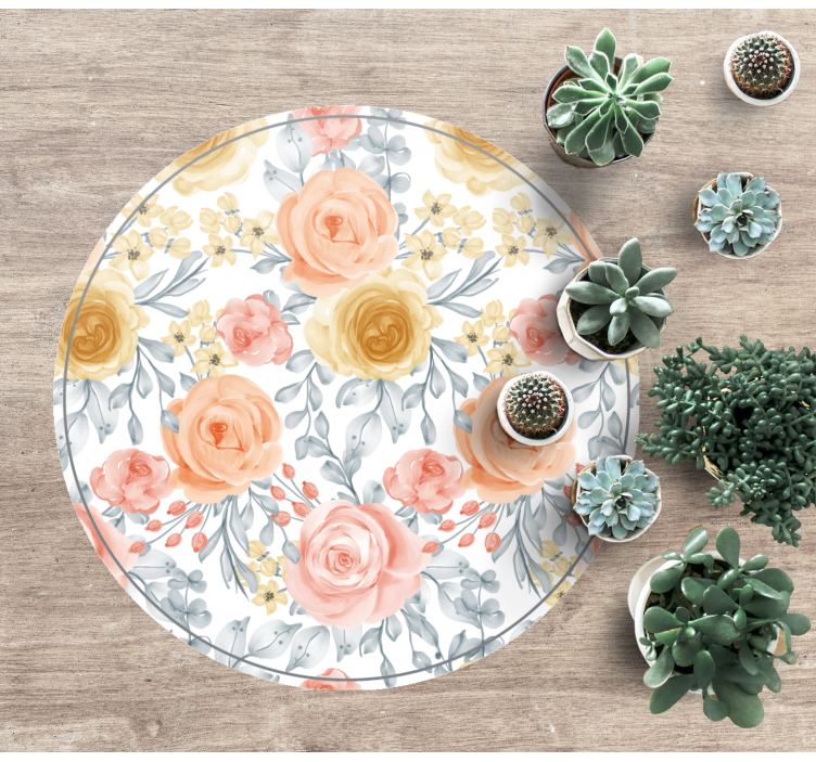 Flourishing Botanical Motifs circular vinyl carpet - TenStickers