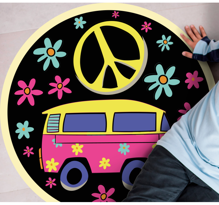 Flower Power Van kids vinyl carpet - TenStickers