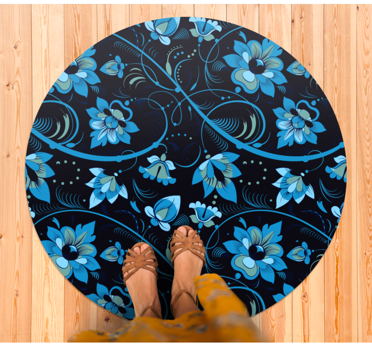 Flowery Blue Pattern floral vinyl carpet - TenStickers