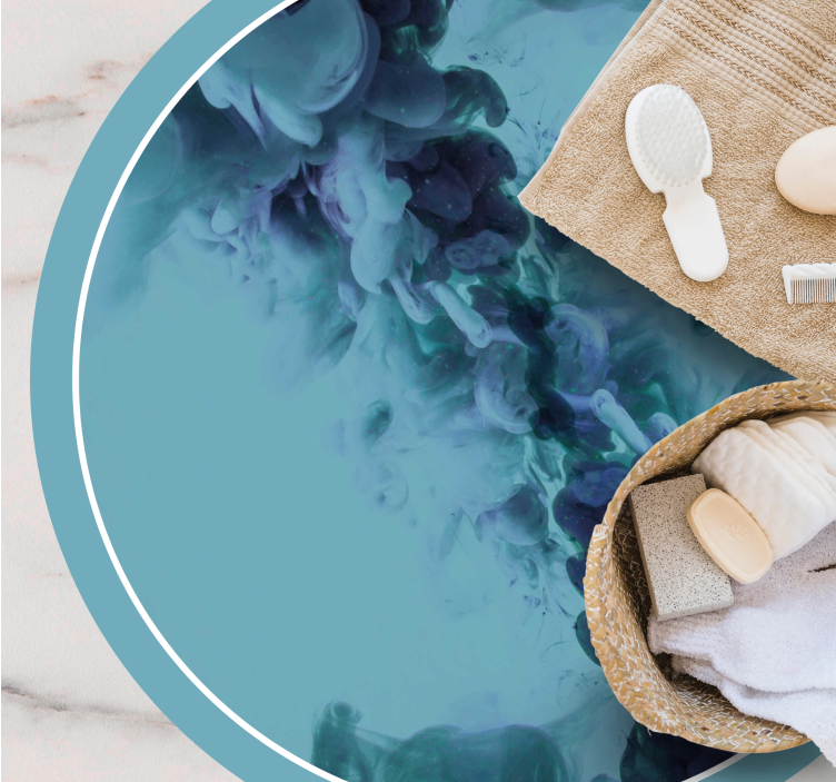 Fluid Teal Waves bathroom vinyl carpet - TenStickers