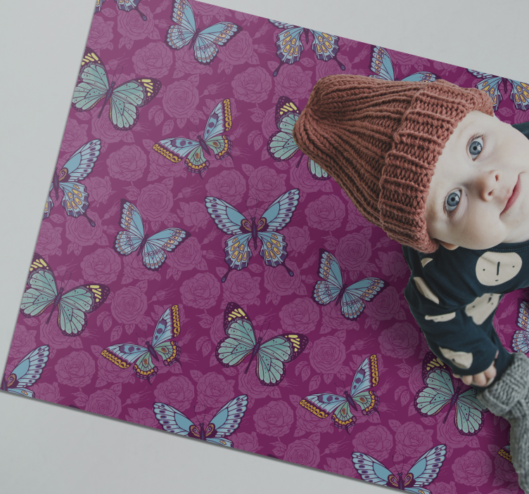 Flying butterflies and flowers baby play mat - TenStickers