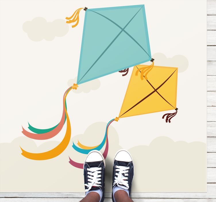Flying Kites Illustration kids vinyl carpet - TenStickers