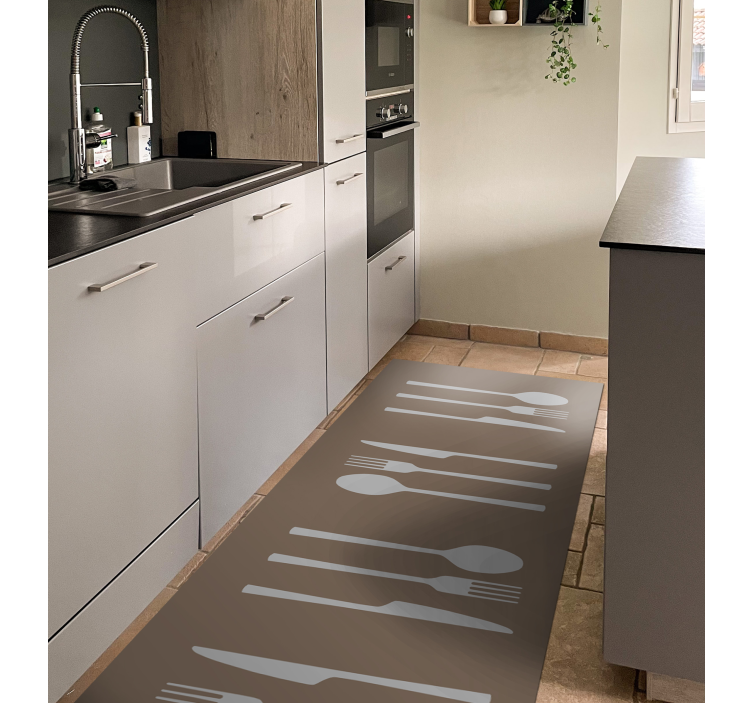 fork knife and spoon kitchen vinyl carpet - TenStickers