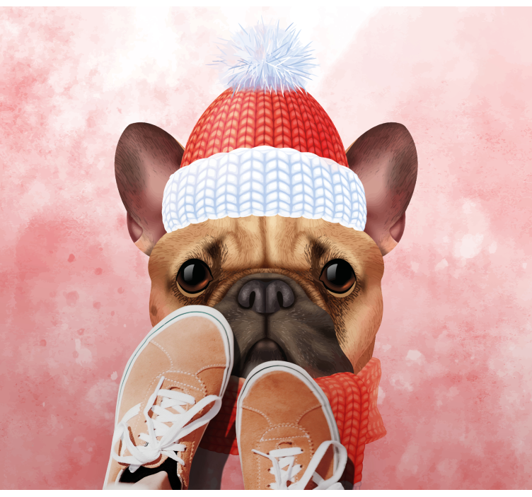 French bulldog winter animal vinyl carpet - TenStickers