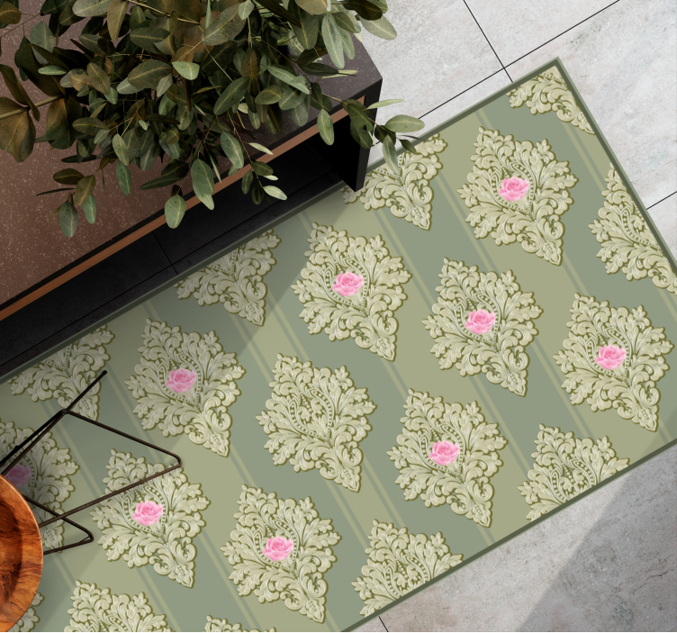 Retro Botanical Motif Decor floral vinyl carpet - TenStickers