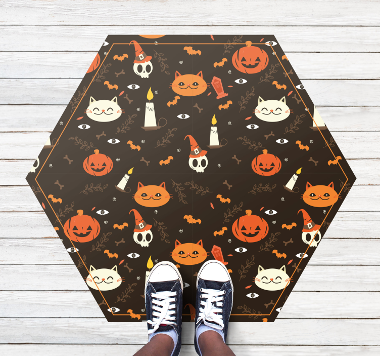 Frightful Halloween cat carpet animal vinyl rug - TenStickers