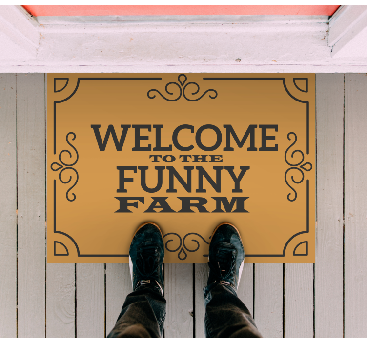 Funny Farm Welcome custom vinyl carpet - TenStickers