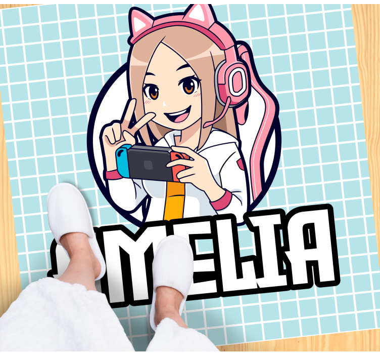 Gaming girl with name teen vinyl carpet - TenStickers