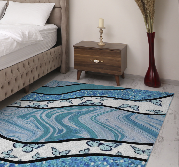 Gentle azure currents vinyl rug - TenStickers