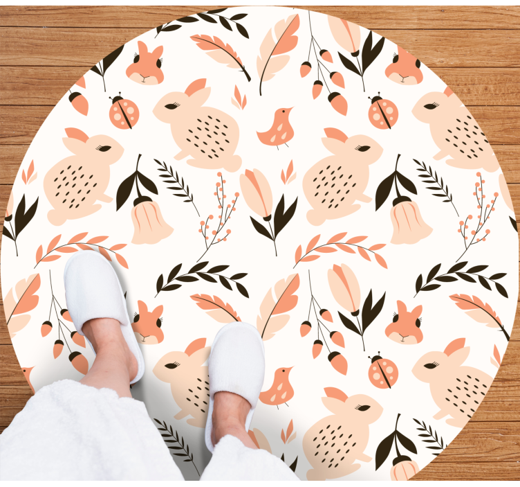Gentle Bunny Floral kids vinyl carpet - TenStickers