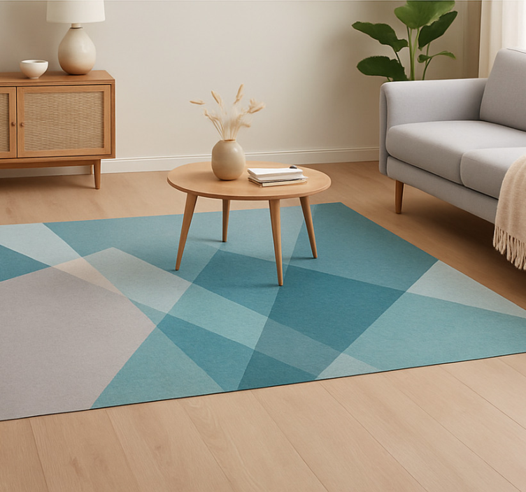 Geometric abstract design blue vinyl carpet - TenStickers