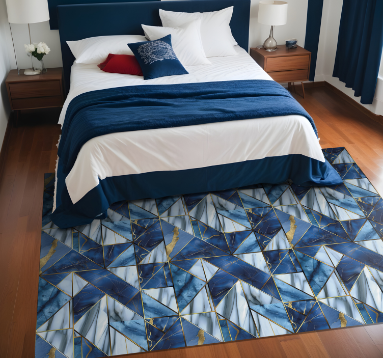 Geometric blue marble effect vinyl carpet - TenStickers