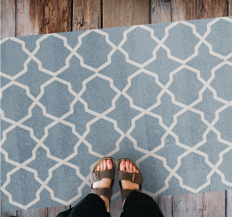 Geometric Blue Motif tile vinyl carpet - TenStickers