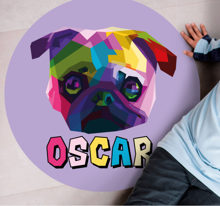 Geometric Canine Illustration custom vinyl carpet - TenStickers