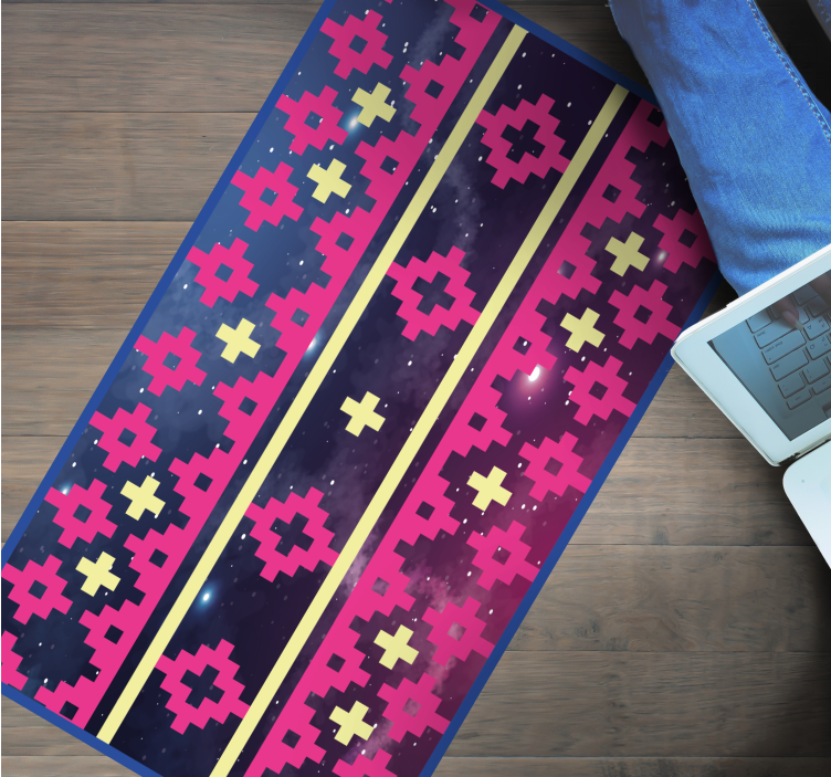 Geometric Cosmos Pattern world map vinyl carpet - TenStickers