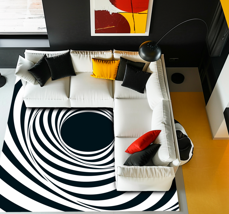Black White Swirling Pattern geometric vinyl carpet - TenStickers