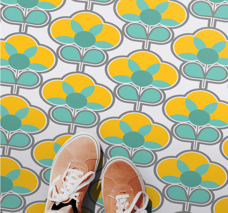 Geometric Floral Pattern geometric vinyl carpet - TenStickers