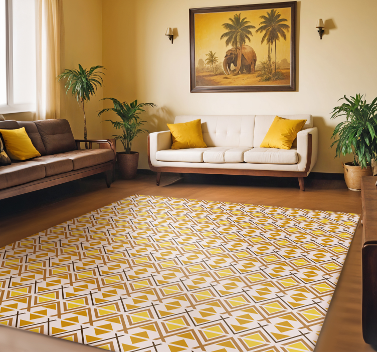 Geometric graphic design yellow vinyl carpet - TenStickers