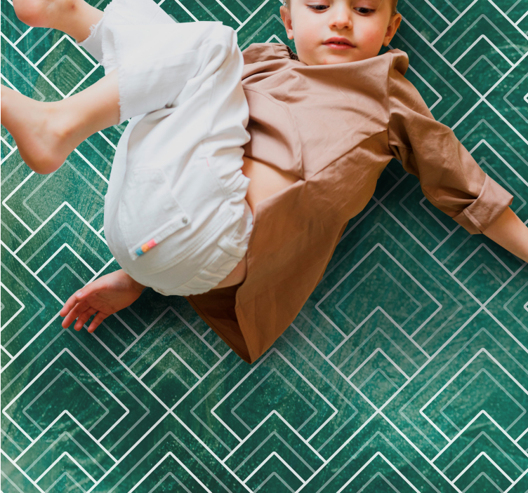 Geometric Green Chevron tile vinyl carpet - TenStickers