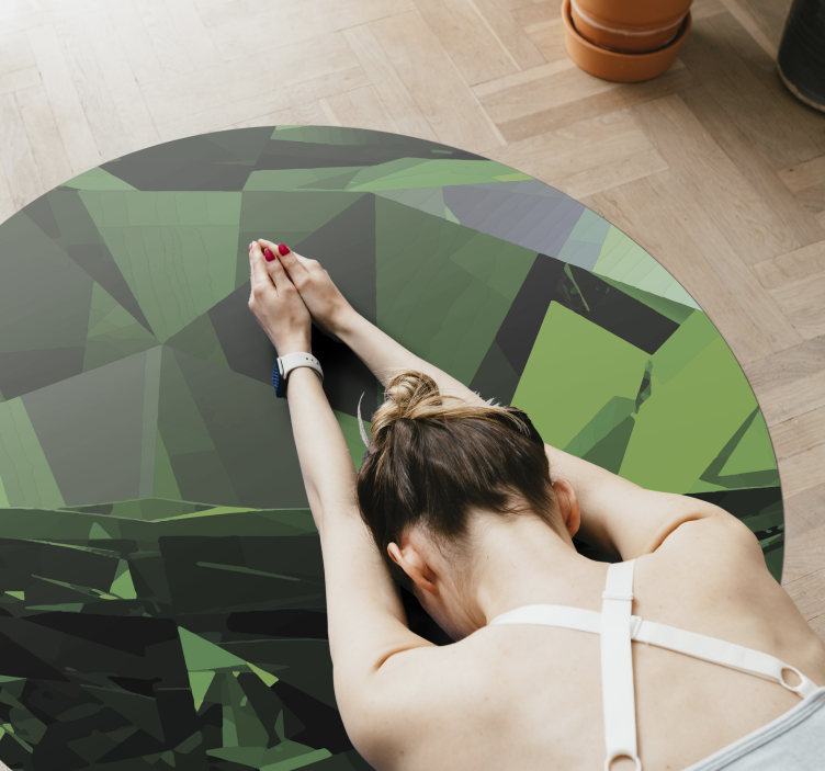 Geometric Green Facets texture vinyl carpet - TenStickers
