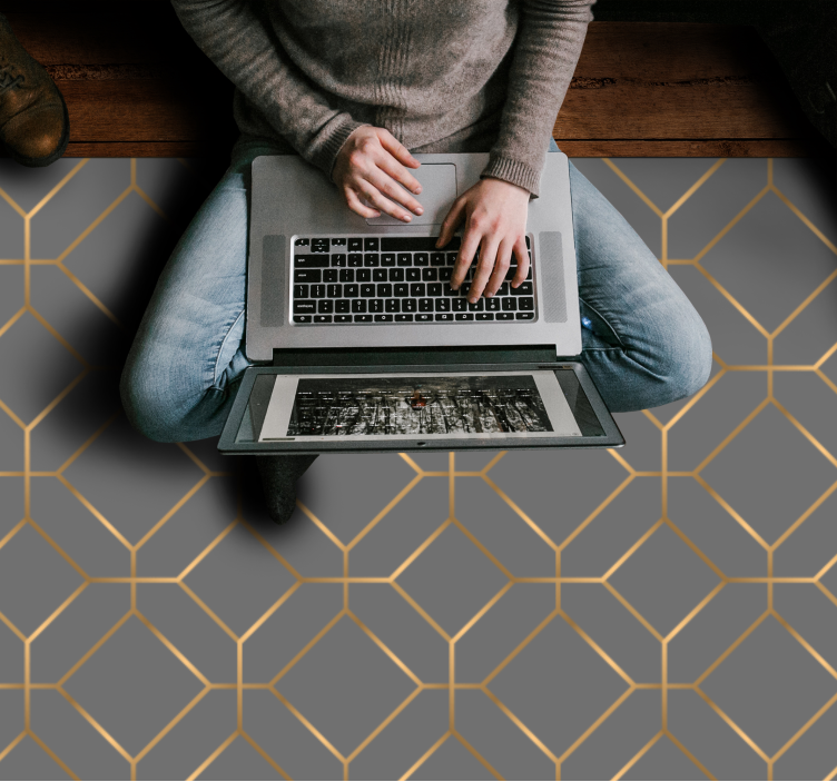 Geometric hexagon overlay geometric vinyl carpet - TenStickers