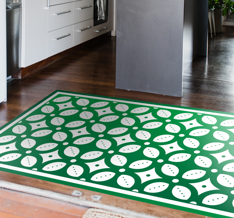 Geometric leaf motif kitchen vinyl carpet - TenStickers