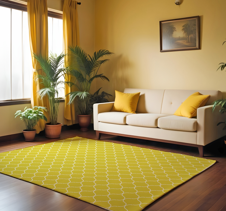 Geometric line pattern yellow vinyl carpet - TenStickers