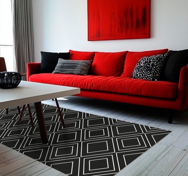 Geometric lines design black vinyl carpet - TenStickers