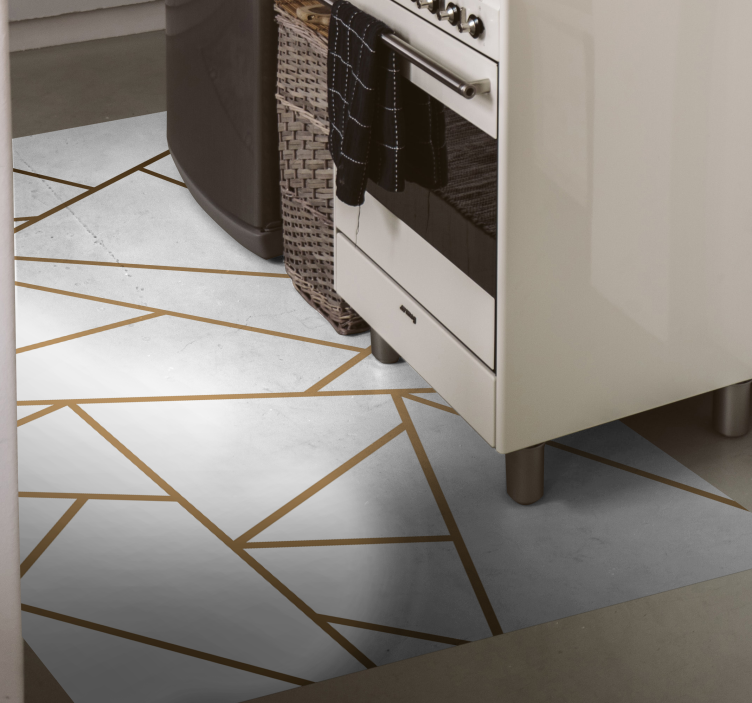 Geometric linework kitchen vinyl carpet - TenStickers