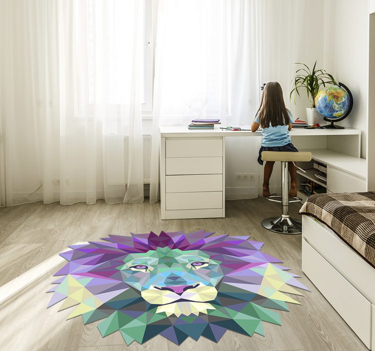 geometric lion animal vinyl carpet - TenStickers