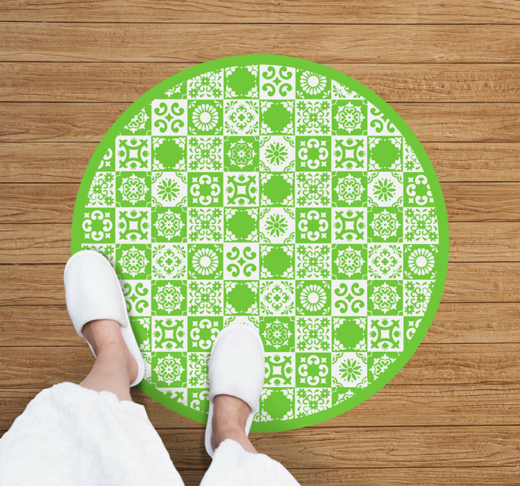 Geometric Mosaic Circle tile vinyl carpet - TenStickers