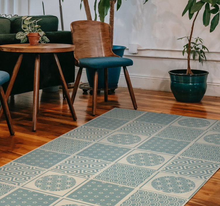 Geometric patterned blocks tile vinyl carpet - TenStickers