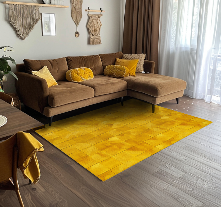Geometric squares  yellow vinyl carpet - TenStickers