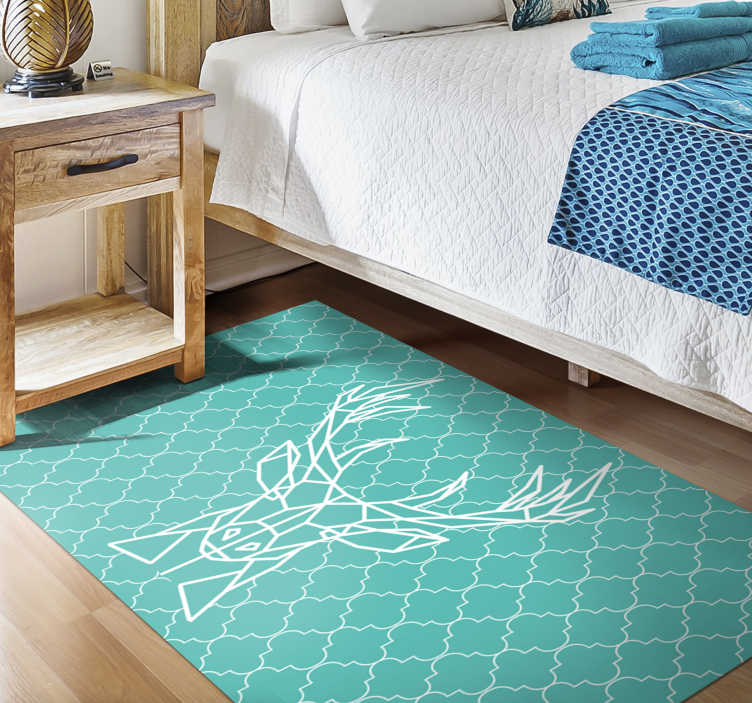 Turquoise origami stag animal vinyl carpet - TenStickers