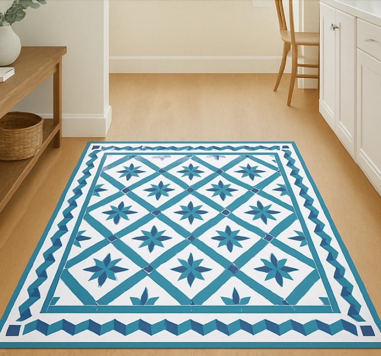 Geometric star tiles blue vinyl carpet - TenStickers