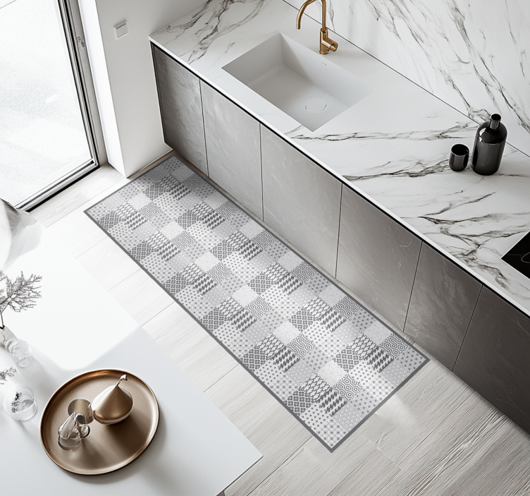Geometric tile effect kitchen vinyl carpet - TenStickers