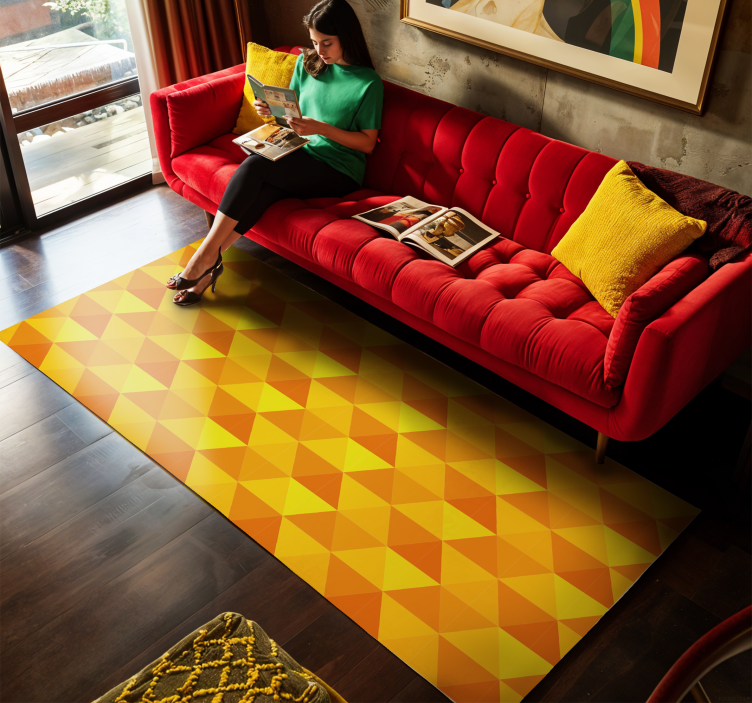 Geometric triangles design  yellow vinyl carpet - TenStickers