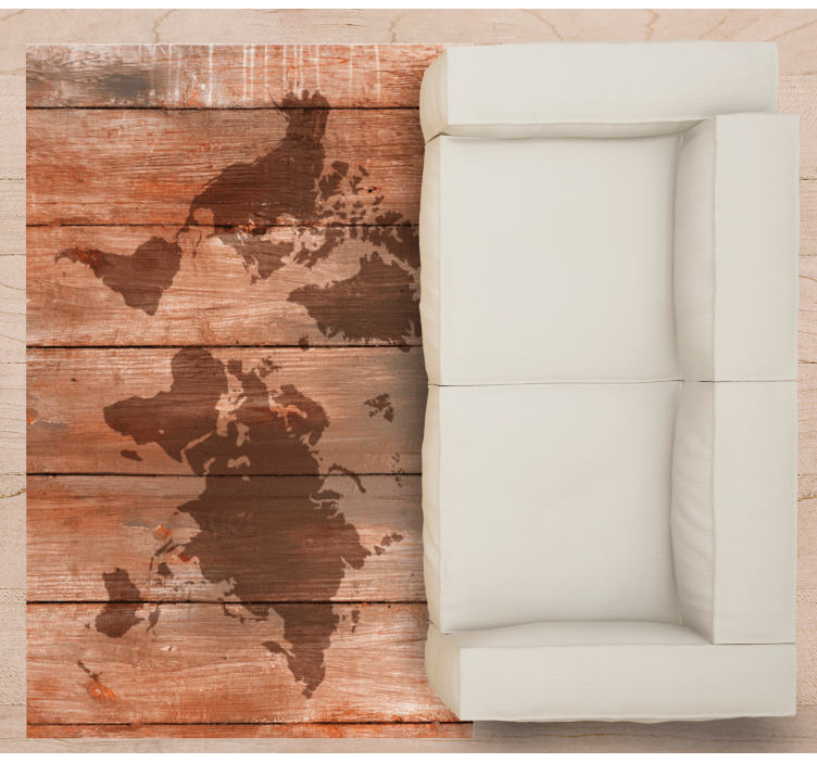 Wooden map effect world map vinyl carpet - TenStickers