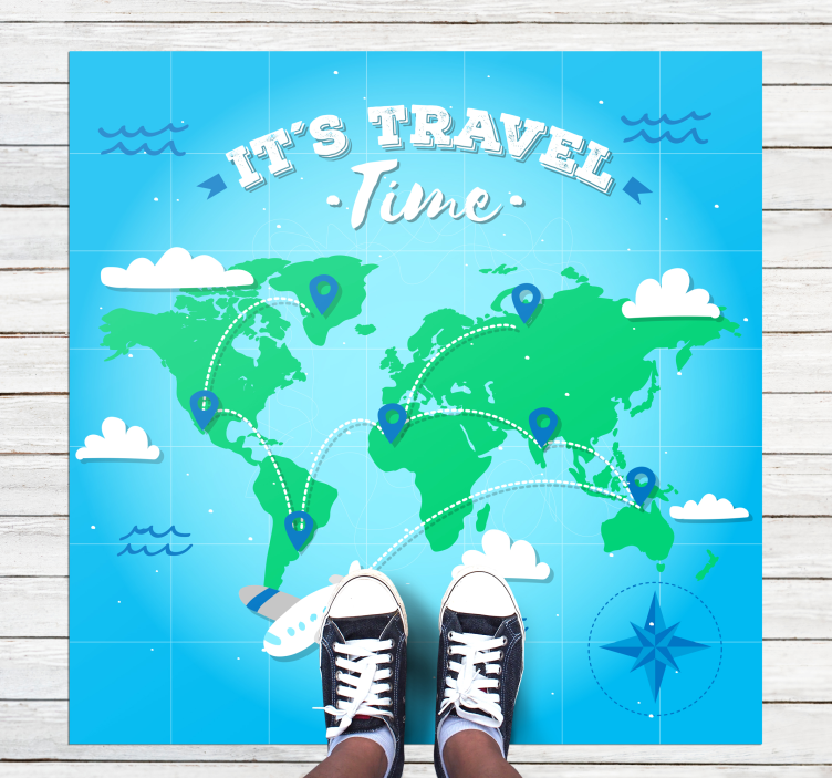 Global Map Discovery world map vinyl carpet - TenStickers