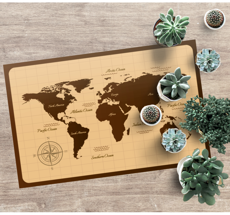 Brown vintage design world map vinyl carpet - TenStickers