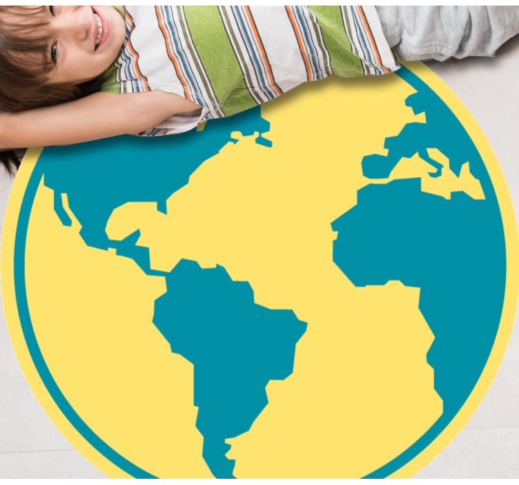 Geographic World Map circular vinyl carpet - TenStickers
