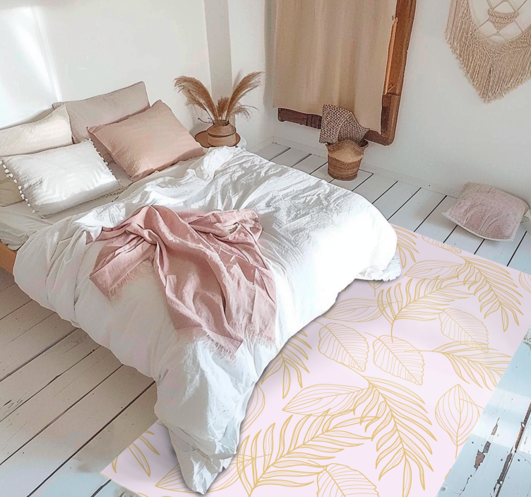 Golden Leaf Pattern Overlay floral vinyl carpet - TenStickers