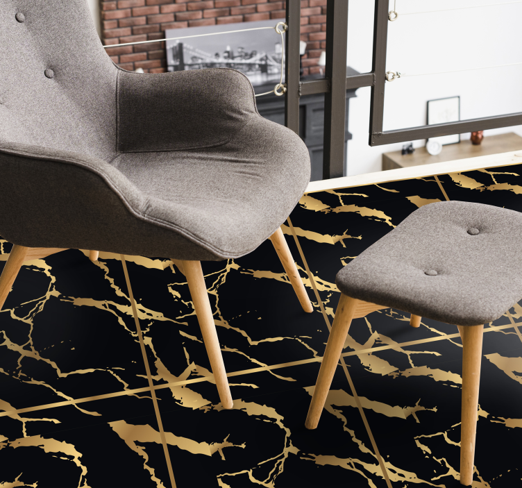 Golden flecks effect marble vinyl carpet - TenStickers