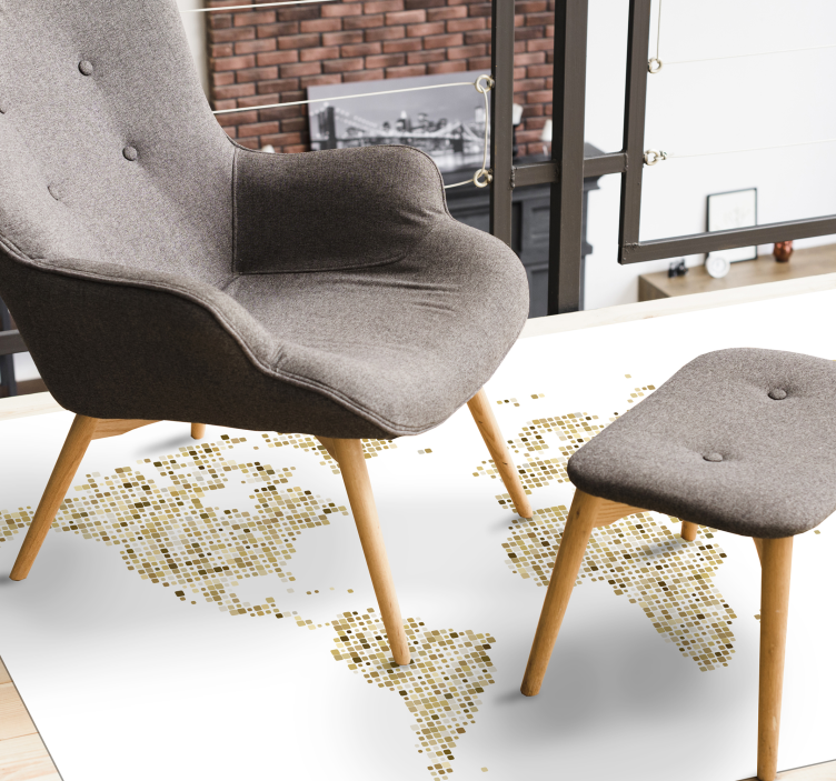 Golden Map Outline world map vinyl carpet - TenStickers